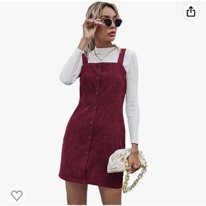 NWOT! Floerns Women's Corduroy Button Down Pinafore Overall Dress with Pockets